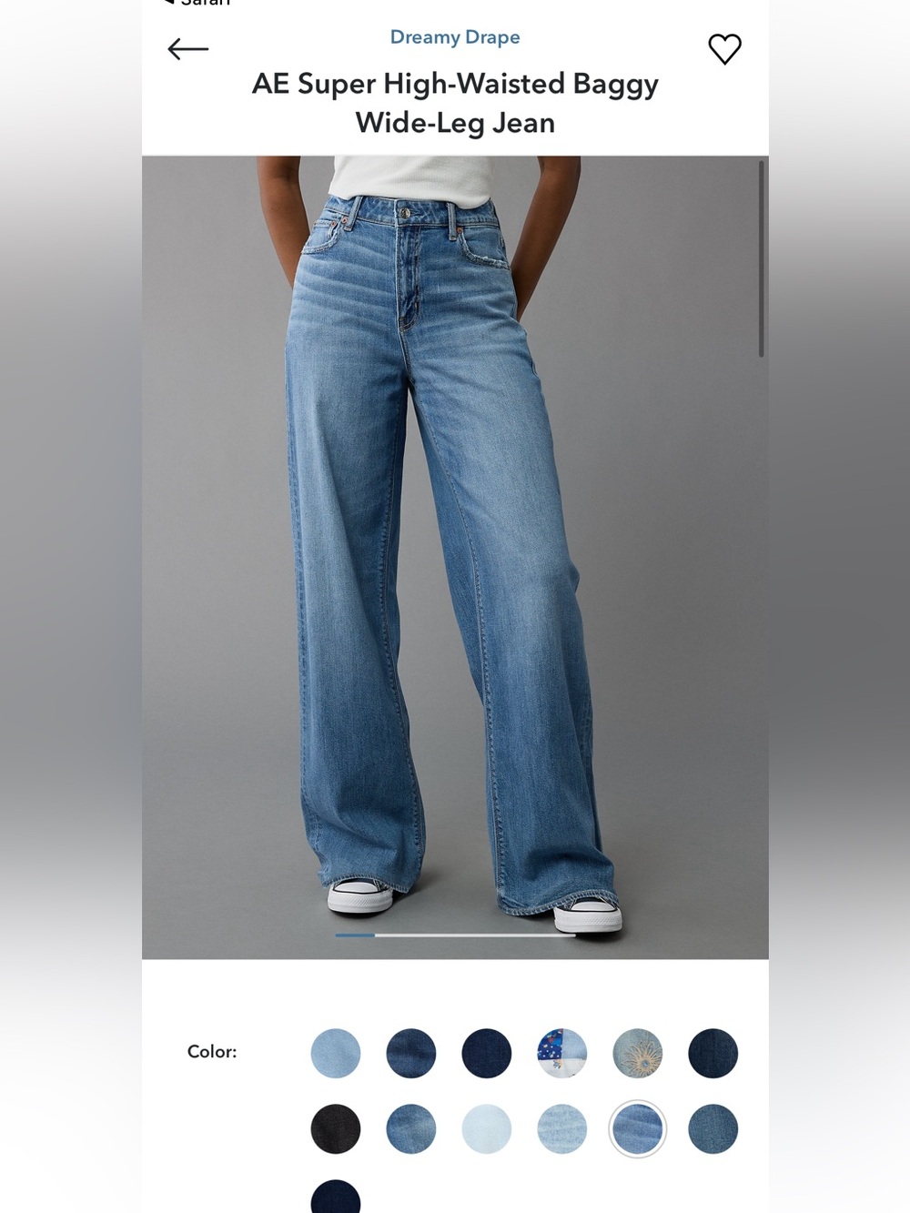 American Eagle Outfitters Light Blue Super High-Waisted Baggy Wide-Leg Jeans 8